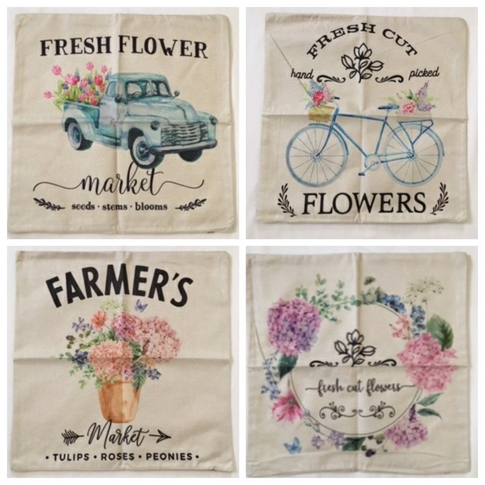 Farmhouse Pillow Covers - Set of 4 18" x 18" NWOT
